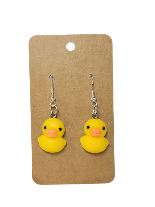 Yellow Cartoon Duck Earrings