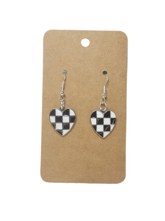 Checkered Heart Earrings