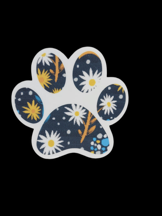 Navy Floral Paw Print