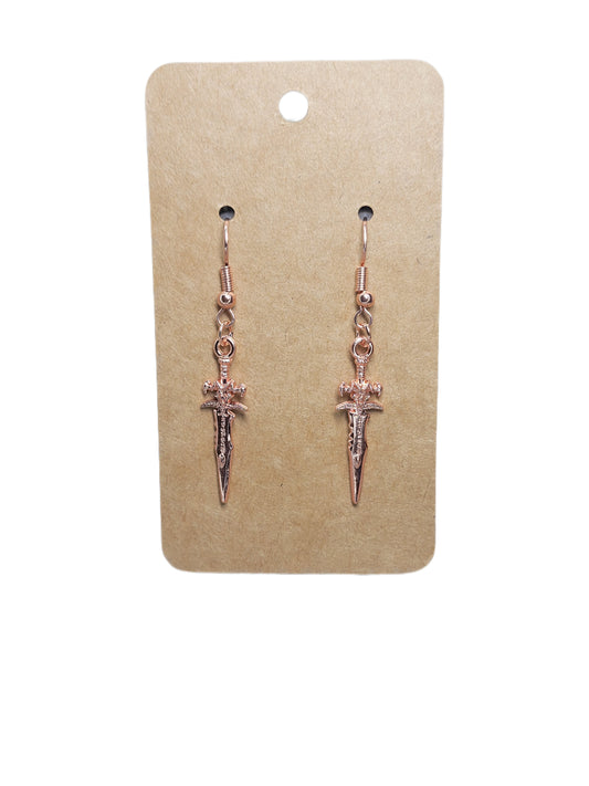 Rose Gold Sword Earrings