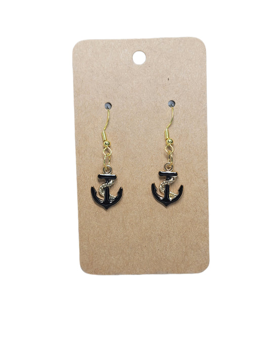 Black Anchor Earrings