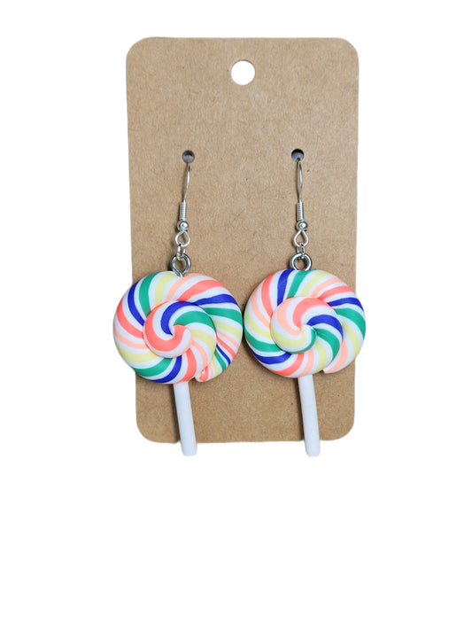 Orange Striped Lollipop Earrings