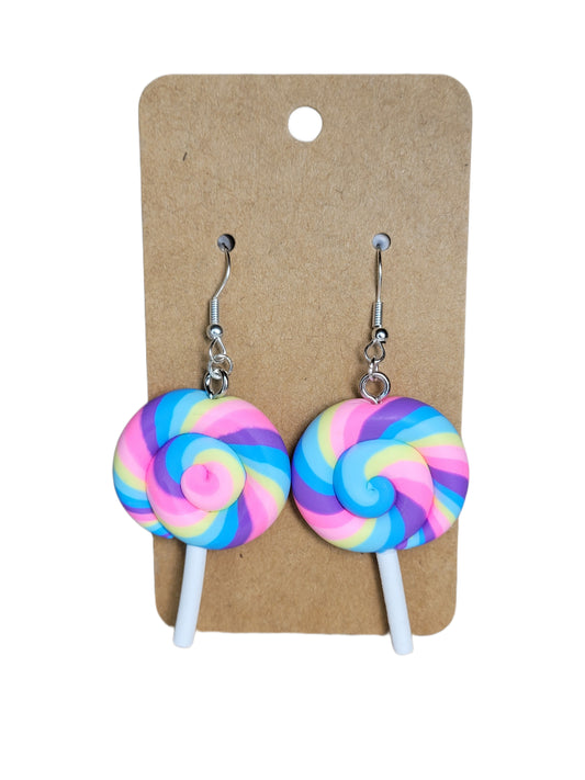 Purple Striped Lollipop Earrings