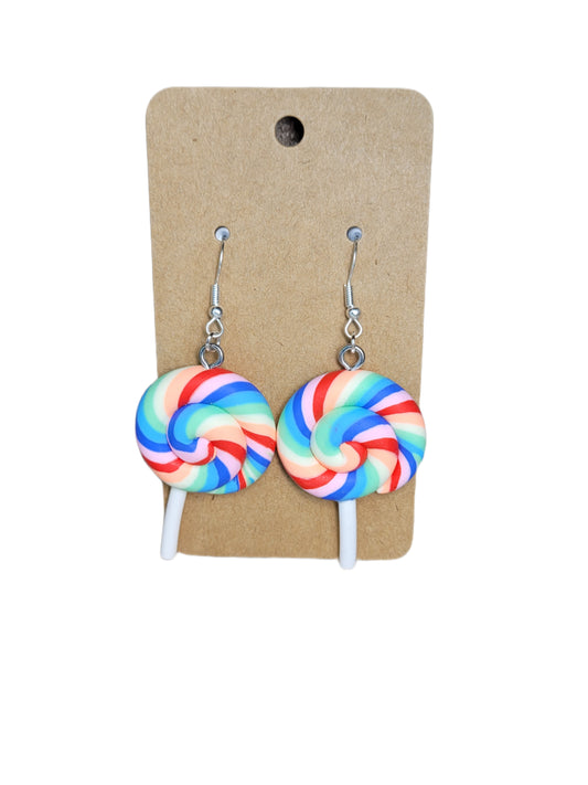 Rainbow Striped Lollipop Earrings